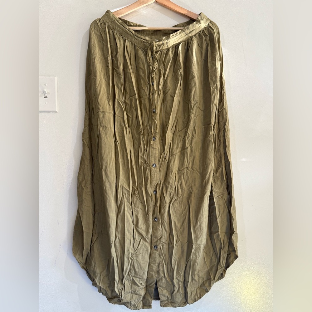 The Odells Chic Olive Button-Down Maxi Skirt - image 3